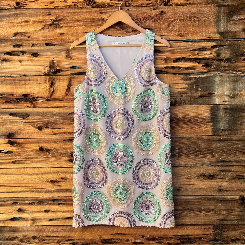 TRINA TURK | Sequin Circle Pattern Dress 8